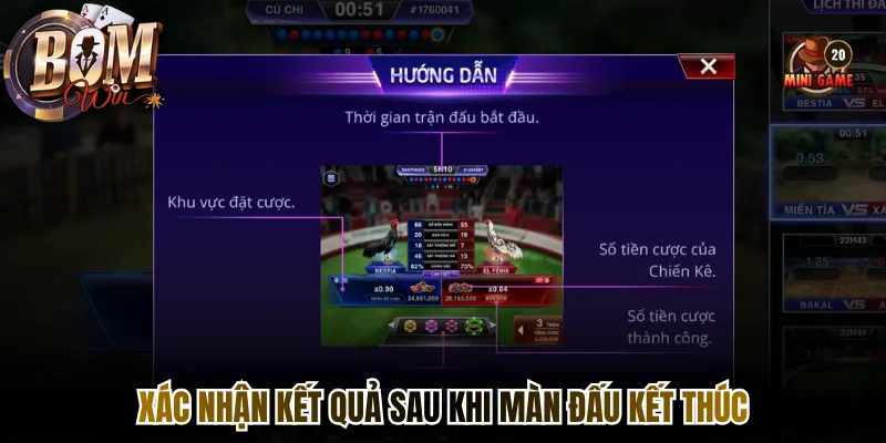 Xác nhận kết quả sau khi màn đấu kết thúc