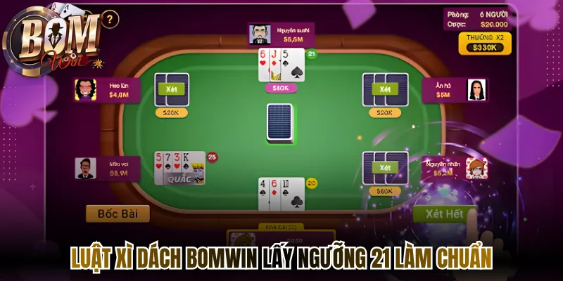 Luật xì dách Bomwin lấy ngưỡng 21 làm chuẩn